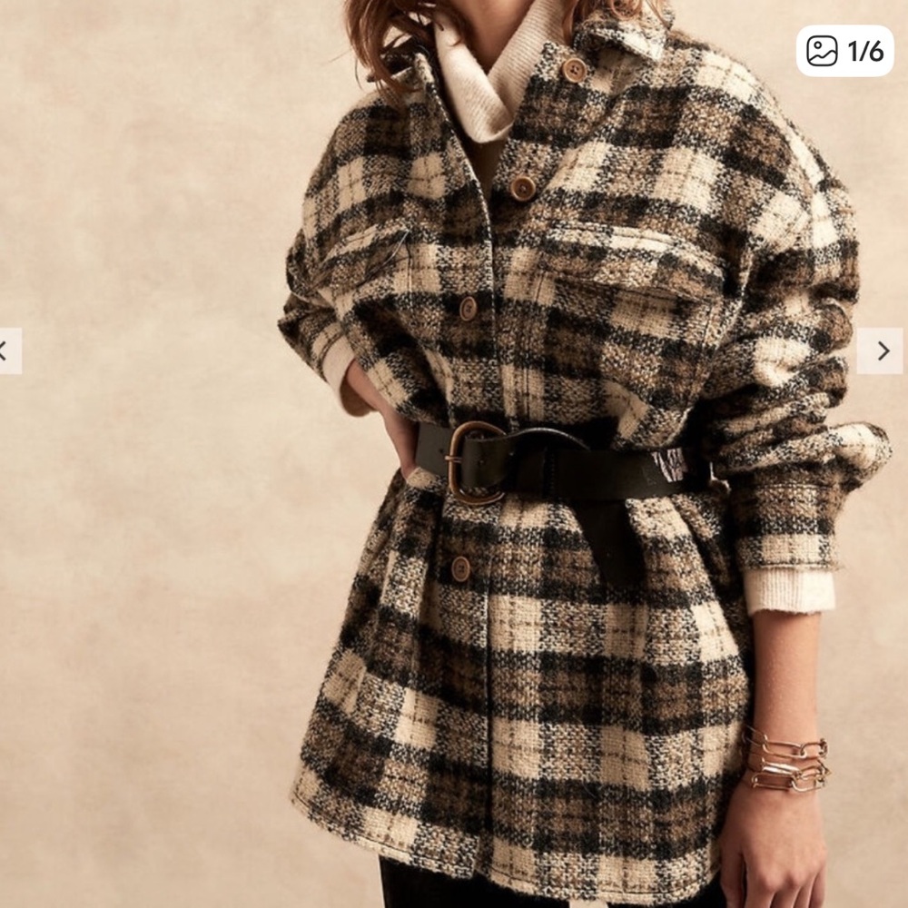 Banana Republic Oversized Italian Bouclé Shirt Jacket